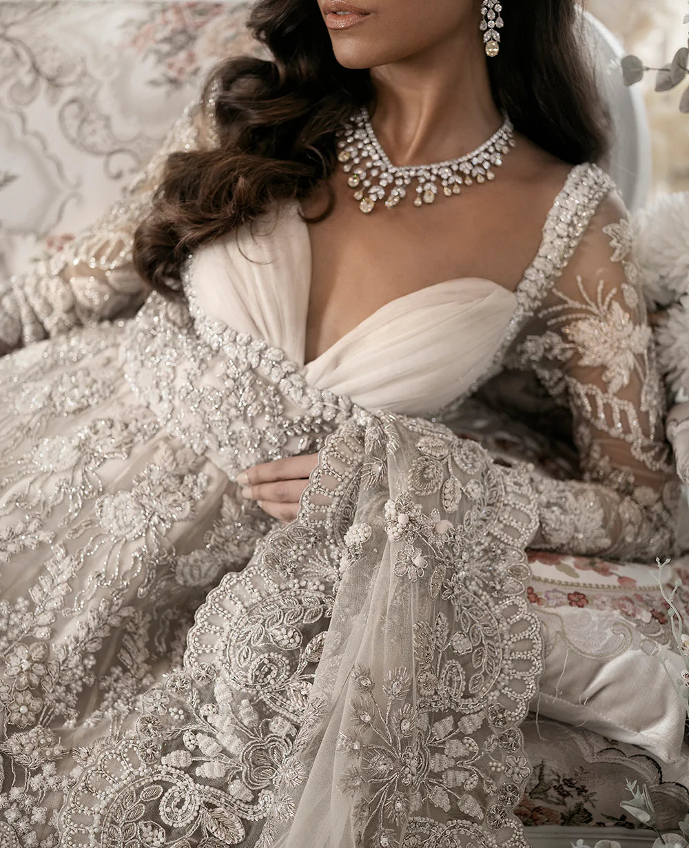 Ivory Embellished Net Bridal Gown (2-Piece) - Image 4