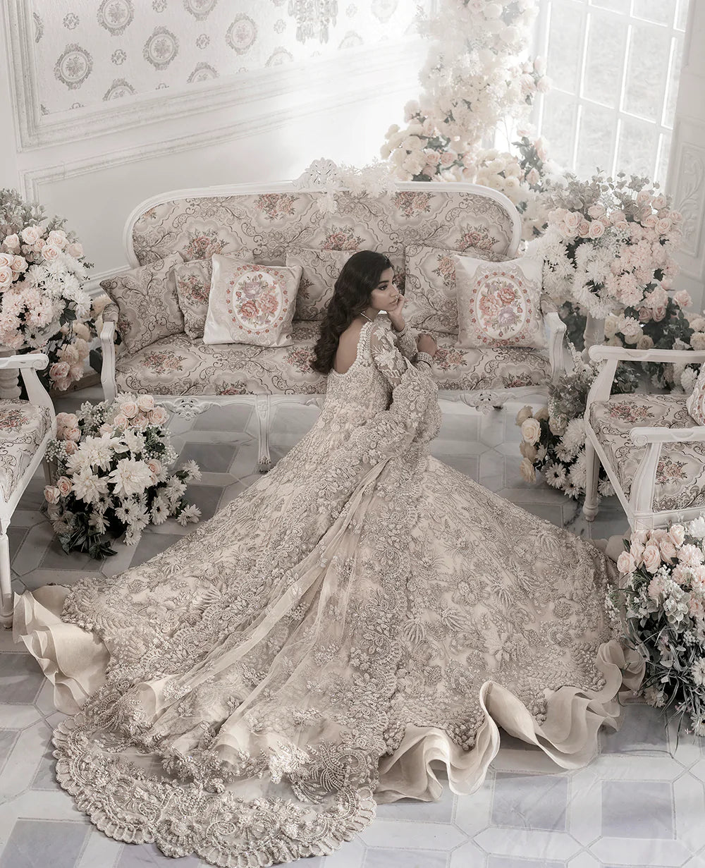 Ivory Embellished Net Bridal Gown (2-Piece) - Image 5