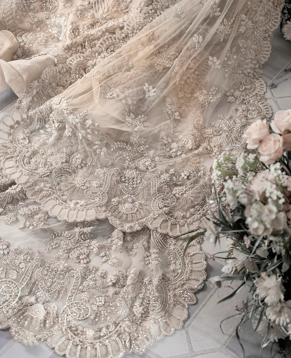 Ivory Embellished Net Bridal Gown (2-Piece) - Image 7