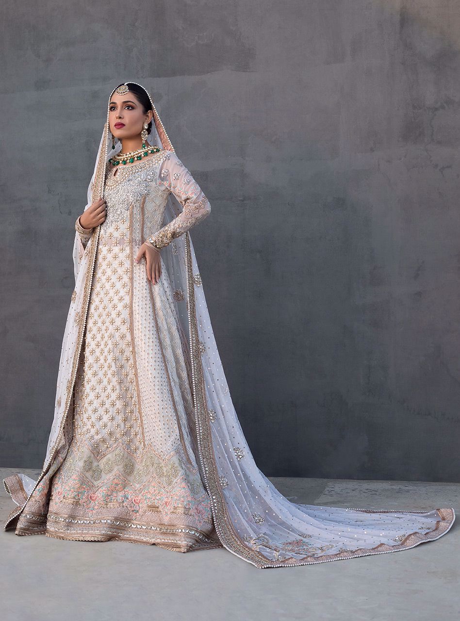 Ivory Embroidered Net Bridal Gown (2-Piece) - Image 2