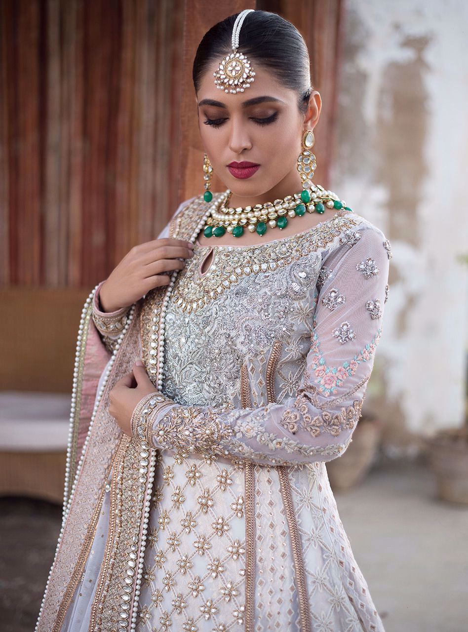 Ivory Embroidered Net Bridal Gown (2-Piece) - Image 5