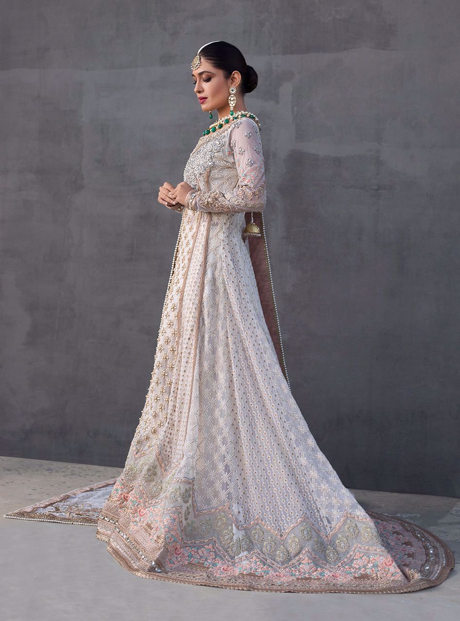 Ivory Embroidered Net Bridal Gown (2-Piece) - Image 6