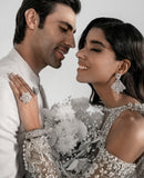 Pakistani Ivory Embroidered Net Bridal Gown (2-Piece) - Image 10