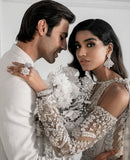 Pakistani Ivory Embroidered Net Bridal Gown (2-Piece) - Image 11