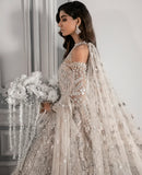 Pakistani Ivory Embroidered Net Bridal Gown (2-Piece) - Image 4