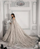 Pakistani Ivory Embroidered Net Bridal Gown (2-Piece) - Image 7