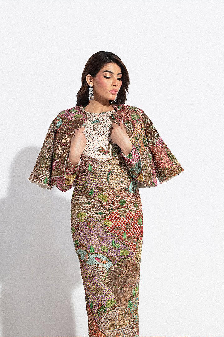 Ivory Hand-Embellished Net Gown (2-Piece) - Image 3