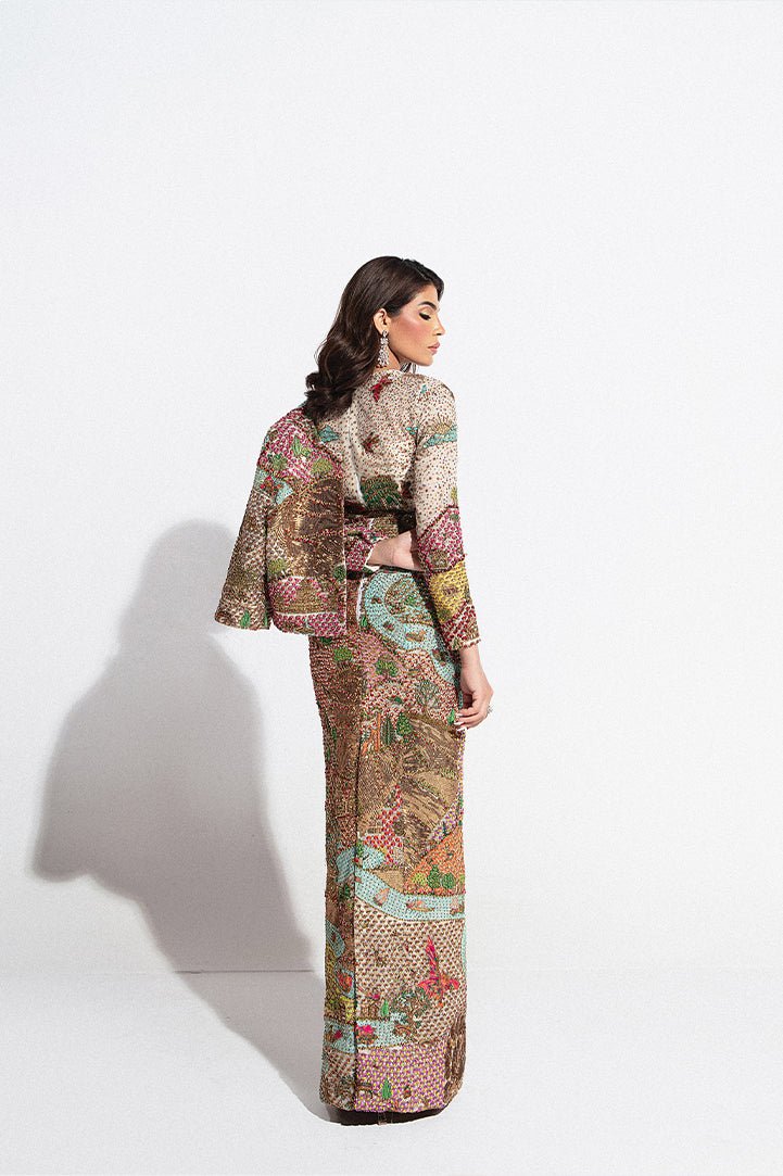 Ivory Hand-Embellished Net Gown (2-Piece) - Image 4