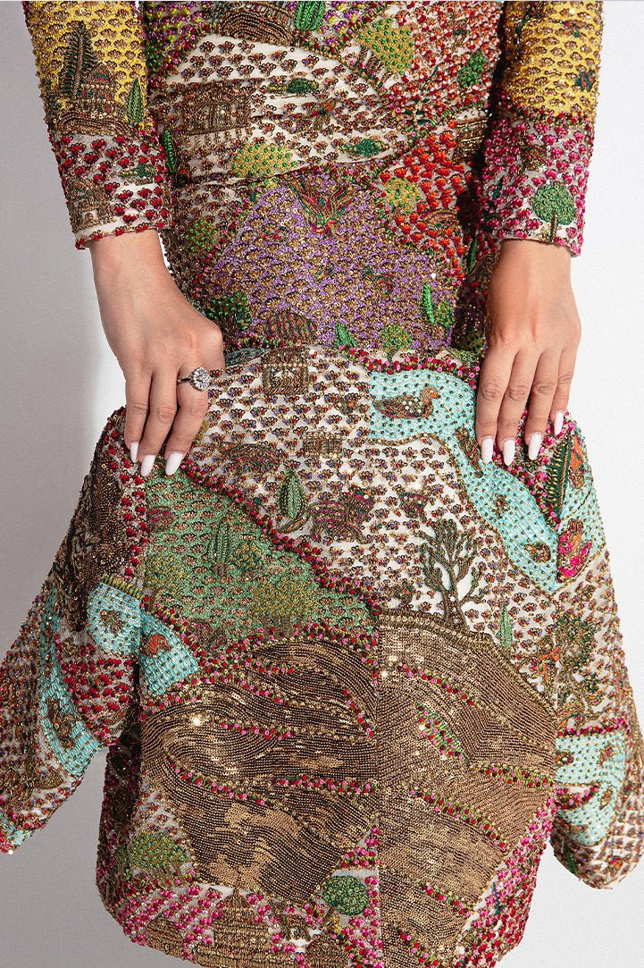 Ivory Hand-Embellished Net Gown (2-Piece) - Image 5