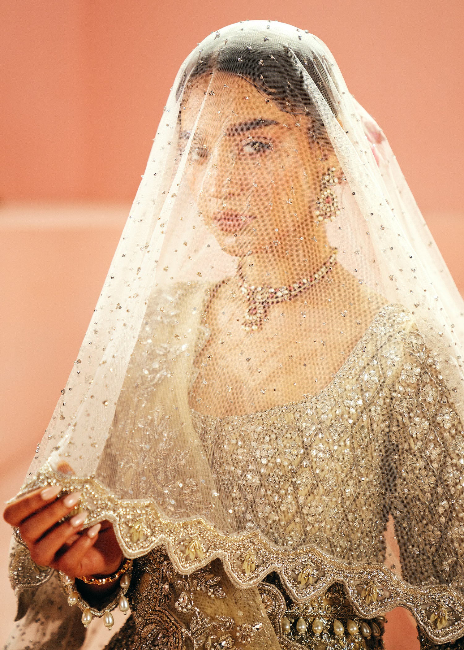 Ivory Zardozi Net Bridal Gown (2-Piece) - Image 4