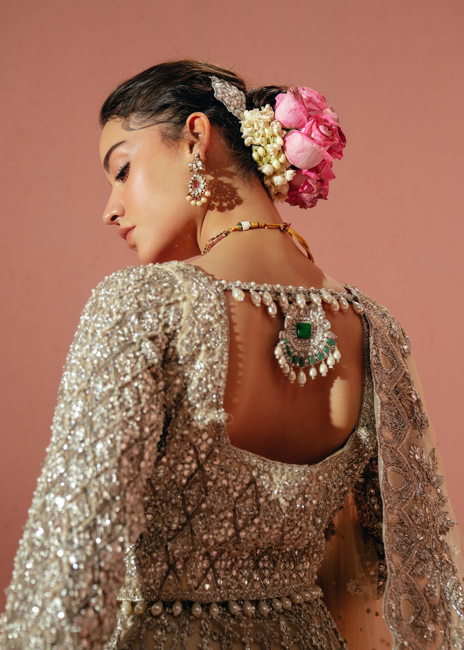 Ivory Zardozi Net Bridal Gown (2-Piece) - Image 9