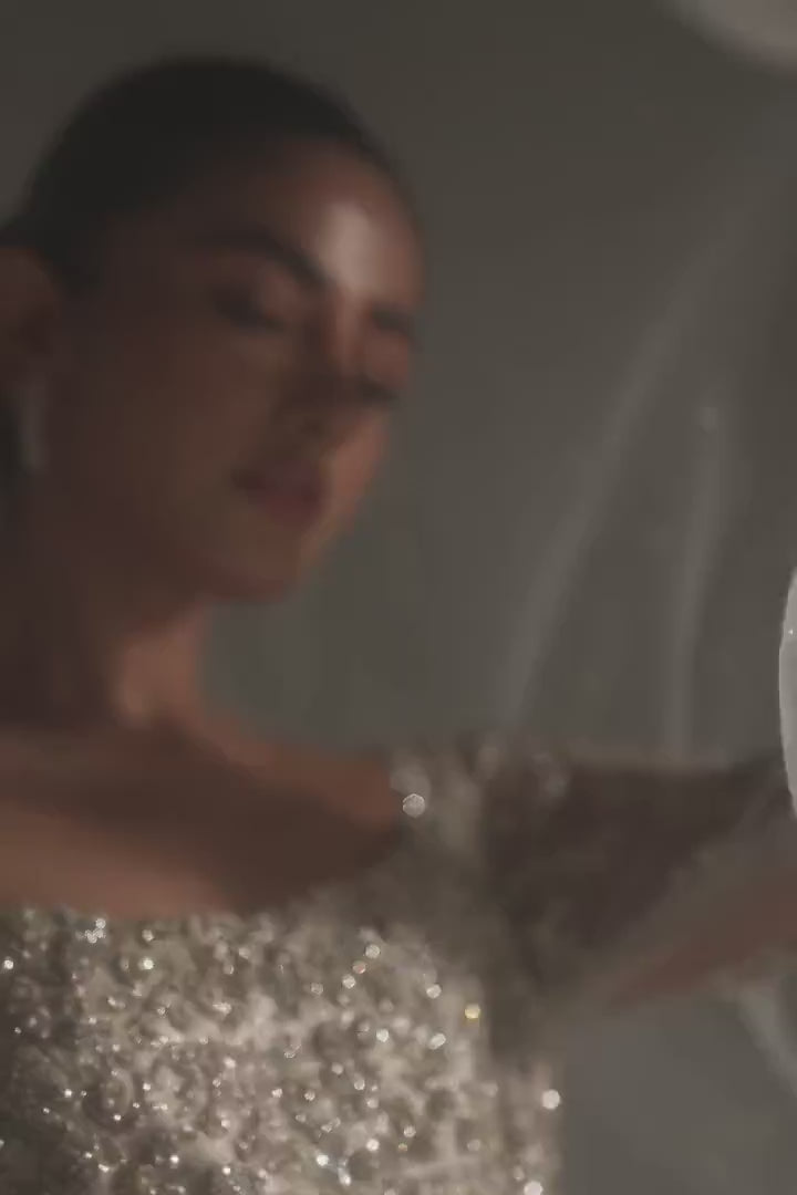 Pakistani Ivory Zardozi Net Bridal Mermaid Gown (2-Piece) - Image 6