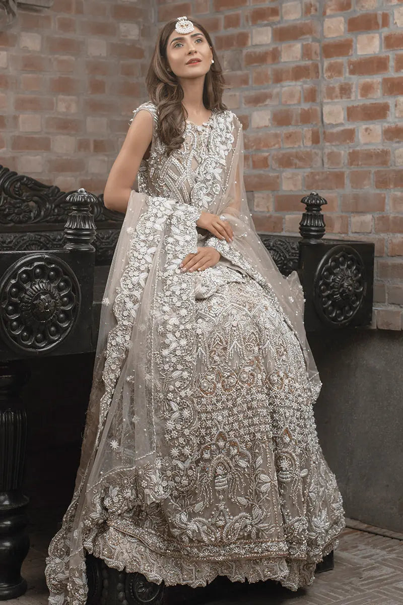 Nude Zardozi Net Bridal Gown (2-Piece) - Image 3