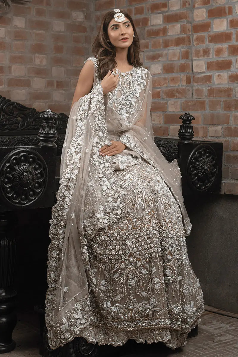 Nude Zardozi Net Bridal Gown (2-Piece) - Image 4