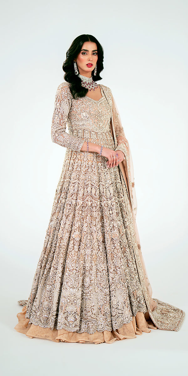 Pakistani Ivory Embellished Bridal Gown (2-Piece) - Image 9