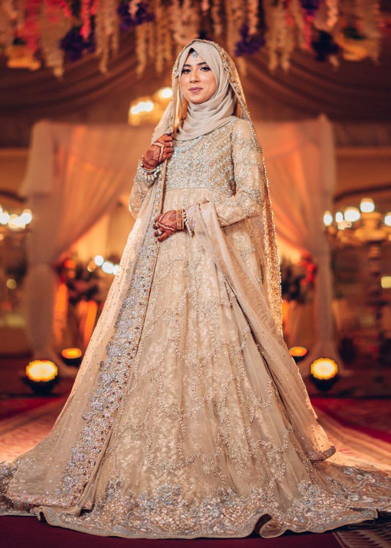 Ivory Embellished Net Silk Bridal Gown (2-Piece) - Image 1