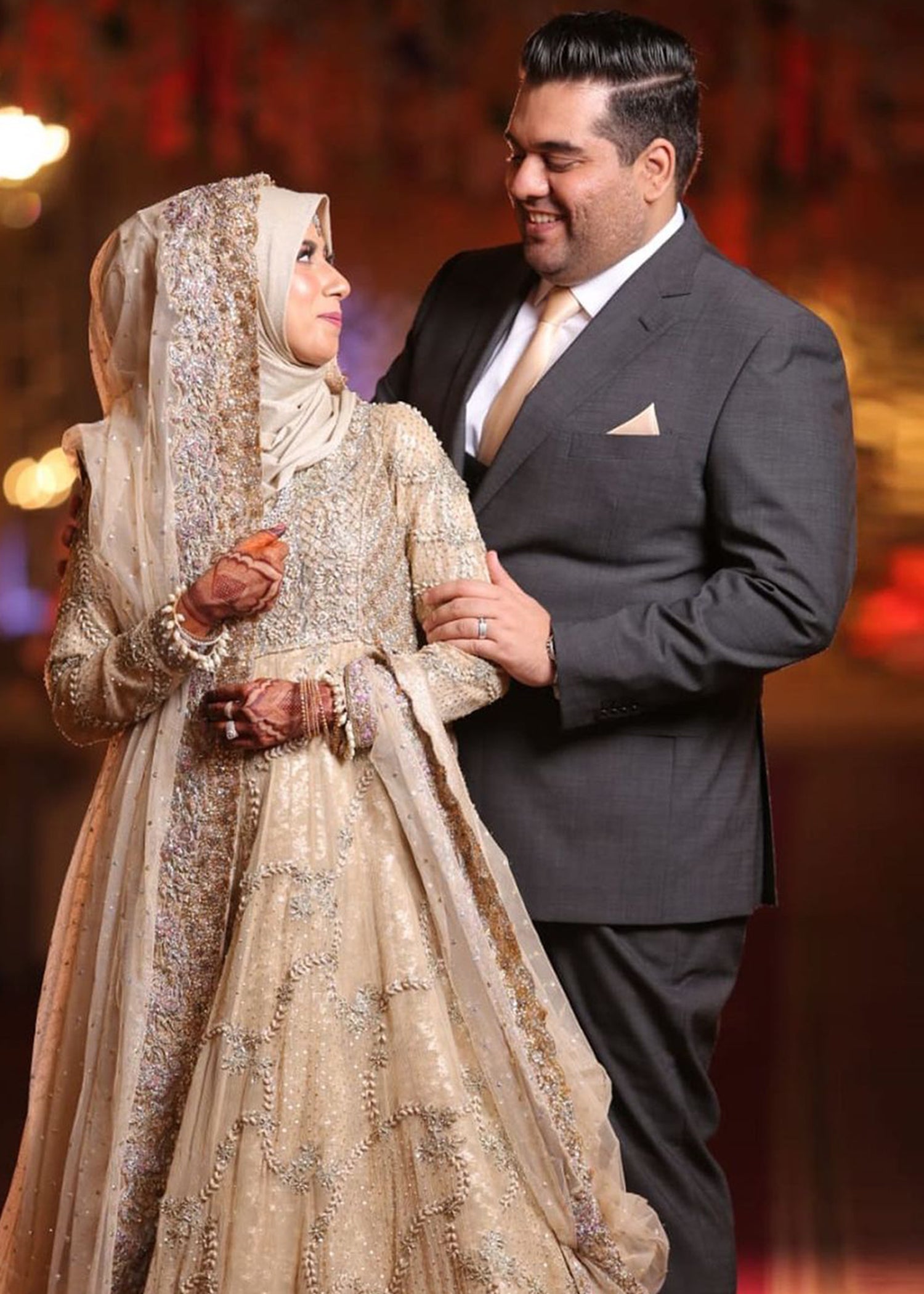 Ivory Embellished Net Silk Bridal Gown (2-Piece) - Image 3