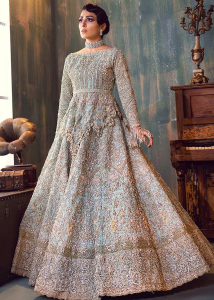 Ivory Embellished Net Bridal Gown (2-Piece) - Image 2