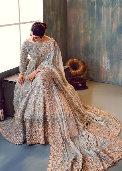 Ivory Embellished Net Bridal Gown (2-Piece) - Image 5