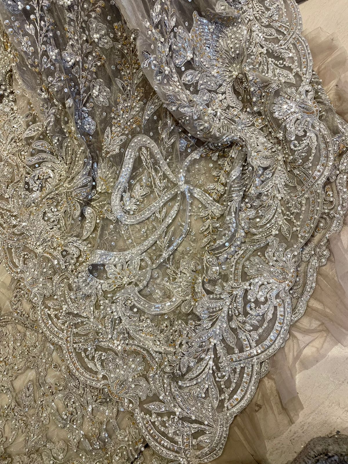 Ivory Hand-Embellished Net Bridal Gown (2-Piece) - Image 4