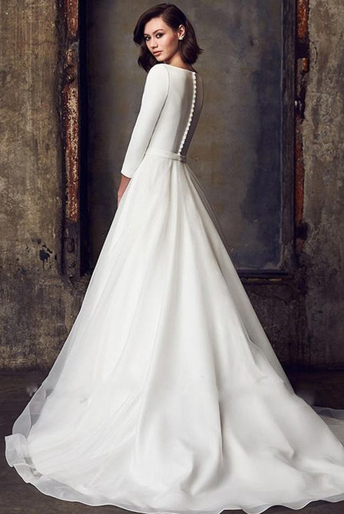 Pakistani Ivory Organza A-Line Bridal Gown (1-Pc) - Image 2