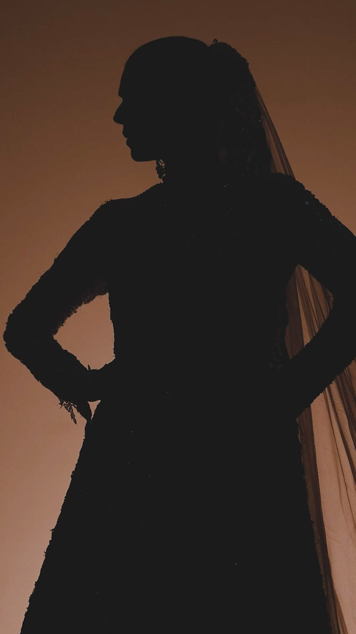 Pakistani Off-White Hand-Embellished Organza Bridal Gown (2-Piece) - Image 9