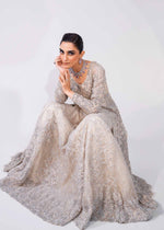 Pakistani Ivory Embroidered Organza Gown Dress (2-Piece) - Image 3