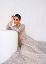 Pakistani Ivory Embroidered Organza Gown Dress (2-Piece) - Image 6