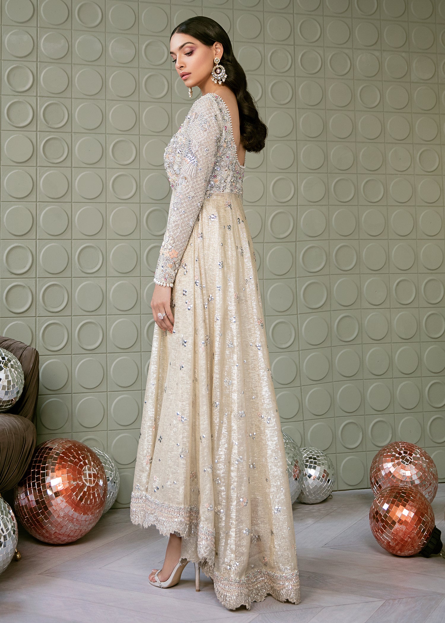 Ivory Embroidered Organza High-Low Gown (2-Piece) - Image 2