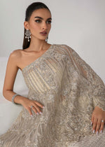 Ivory White Embroidered Net Gown (3-Piece) - Image 3