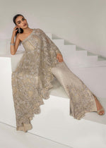 Ivory White Embroidered Net Gown (3-Piece) - Image 7
