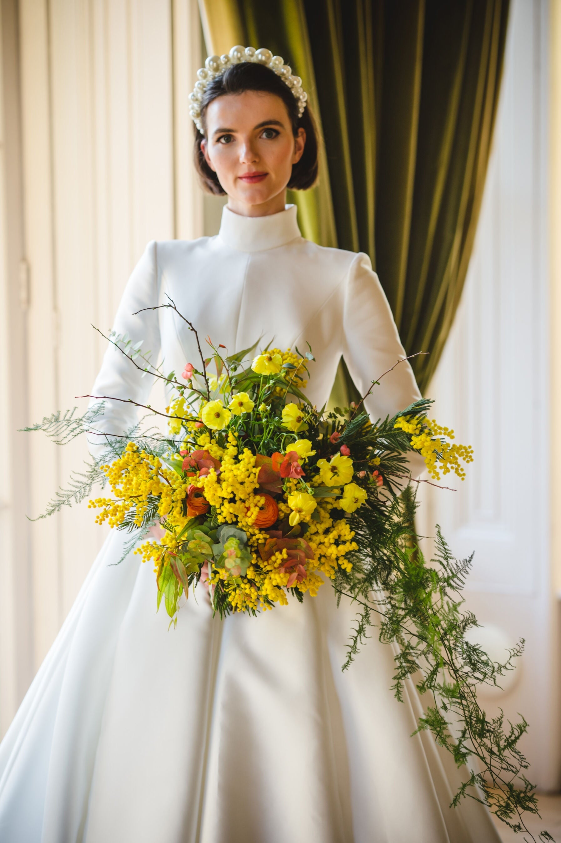 Pakistani Ivory Satin A-Line Wedding Gown (1-Pc) - Image 6