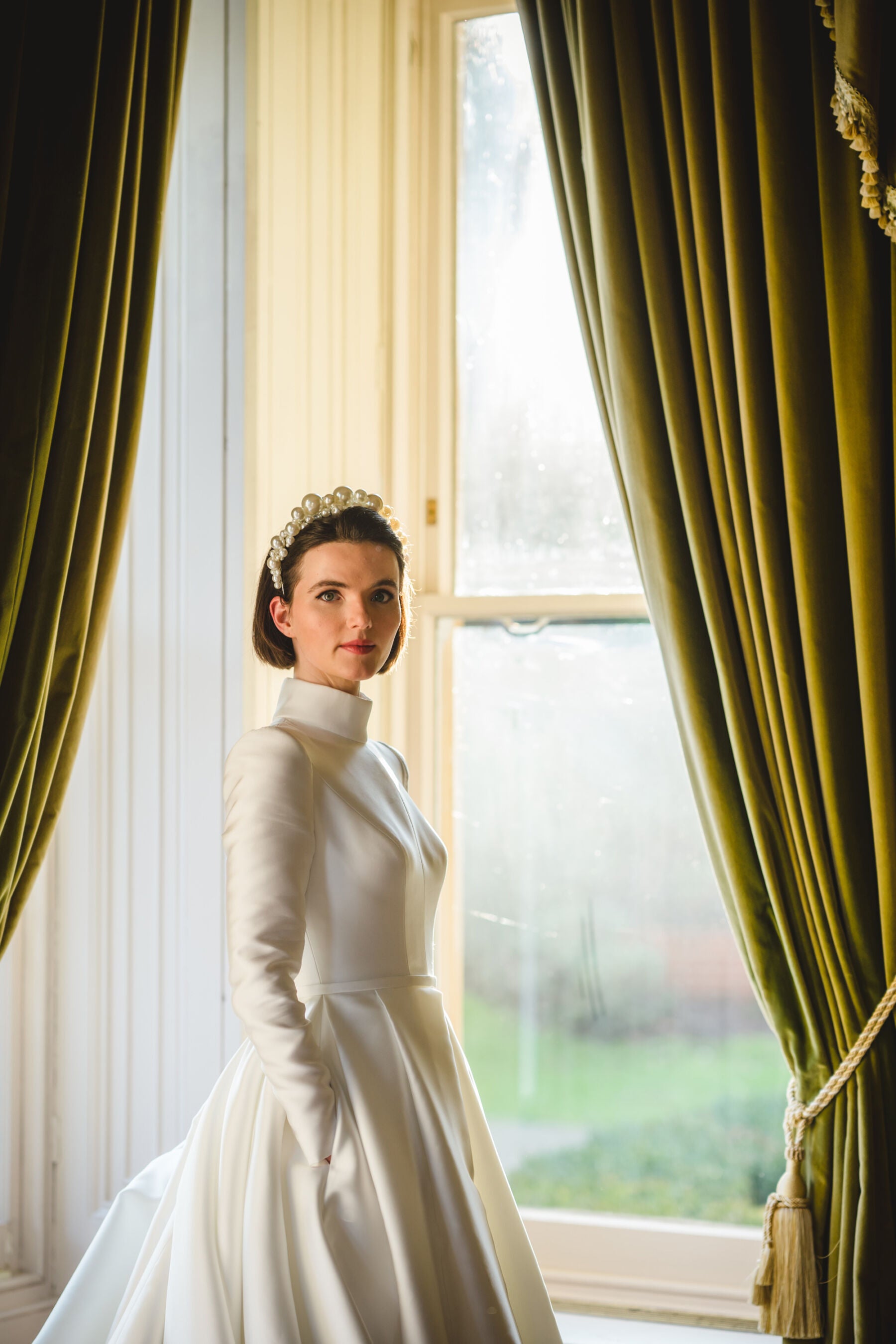 Pakistani Ivory Satin A-Line Wedding Gown (1-Pc) - Image 8