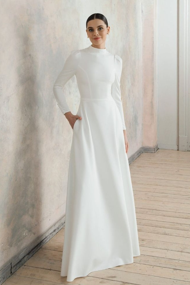 Ivory Soft Satin A-Line Bridal Gown (1-Pc) - Image 2