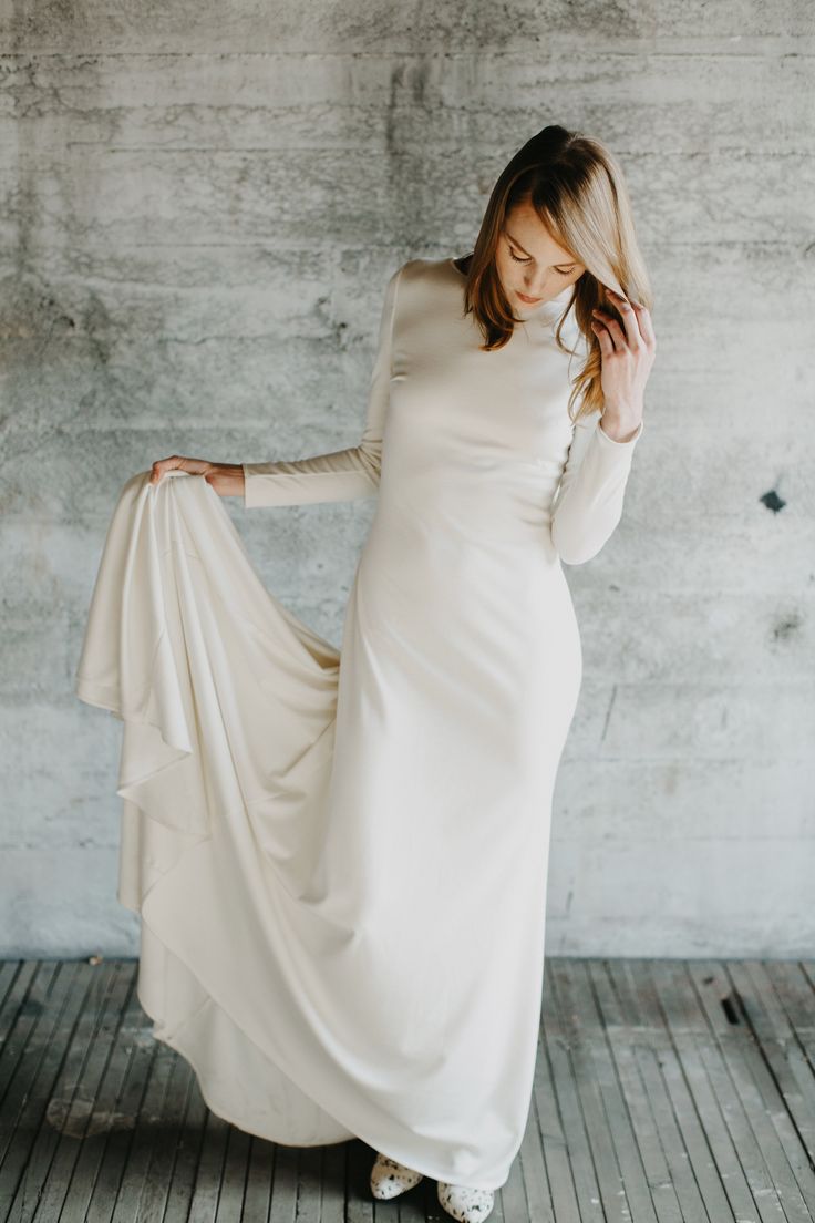 Ivory Soft Satin Muslim Wedding Gown (1-Pc) - Image 1