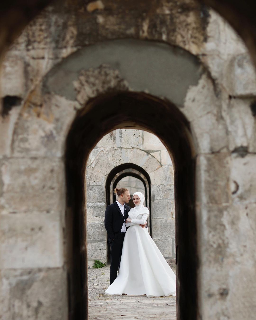 Pakistani Ivory Pearl & Crystal Satin Bridal Gown (1-Pc) - Image 7