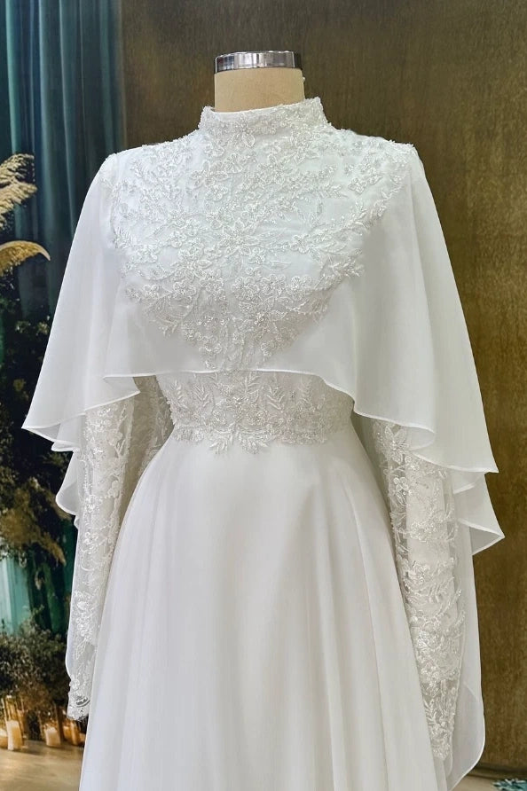 Pakistani Ivory Satin A-Line Bridal Gown (2-Piece) - Image 5