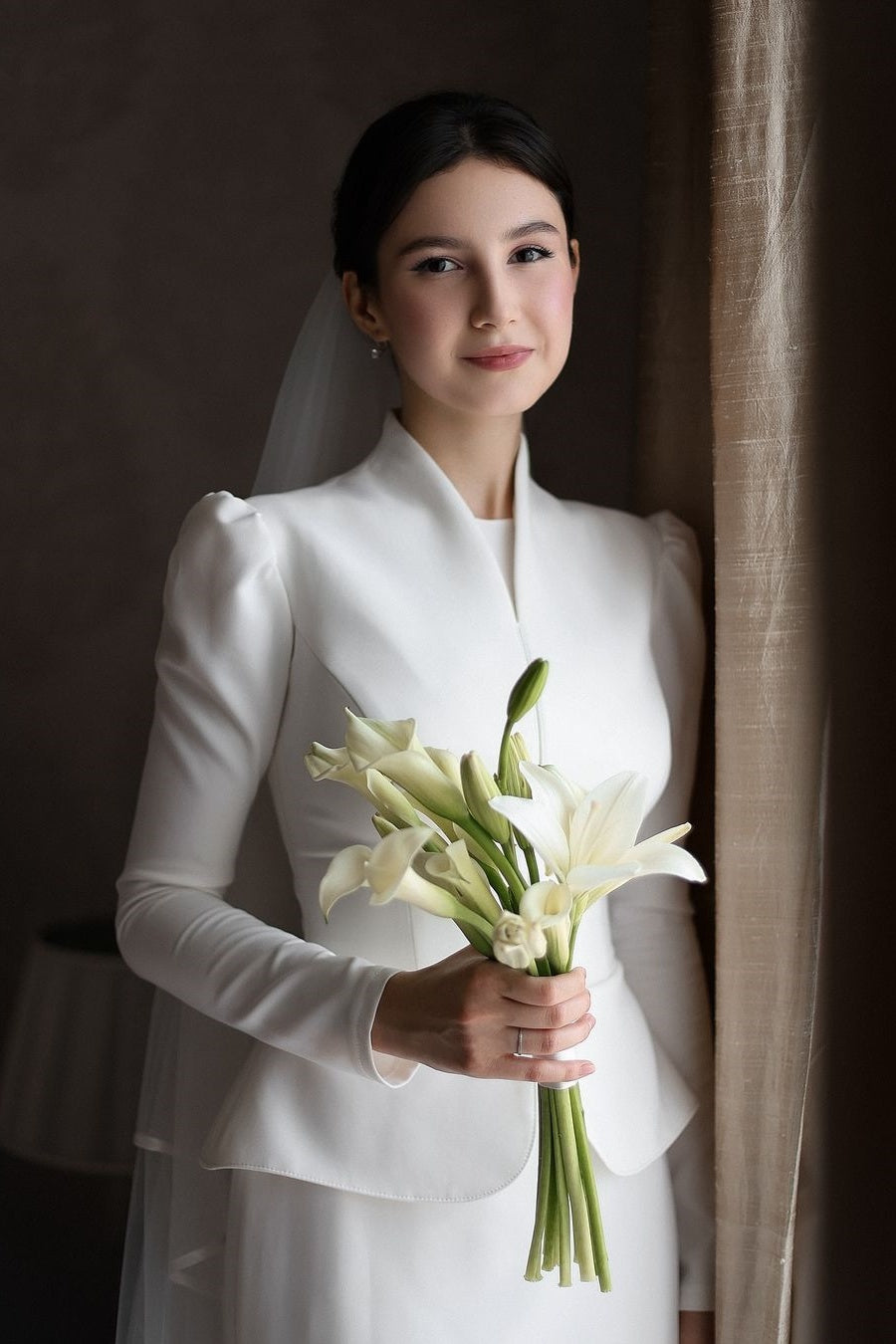 Ivory Satin Sheath Bridal Gown (1-Pc) - Image 12