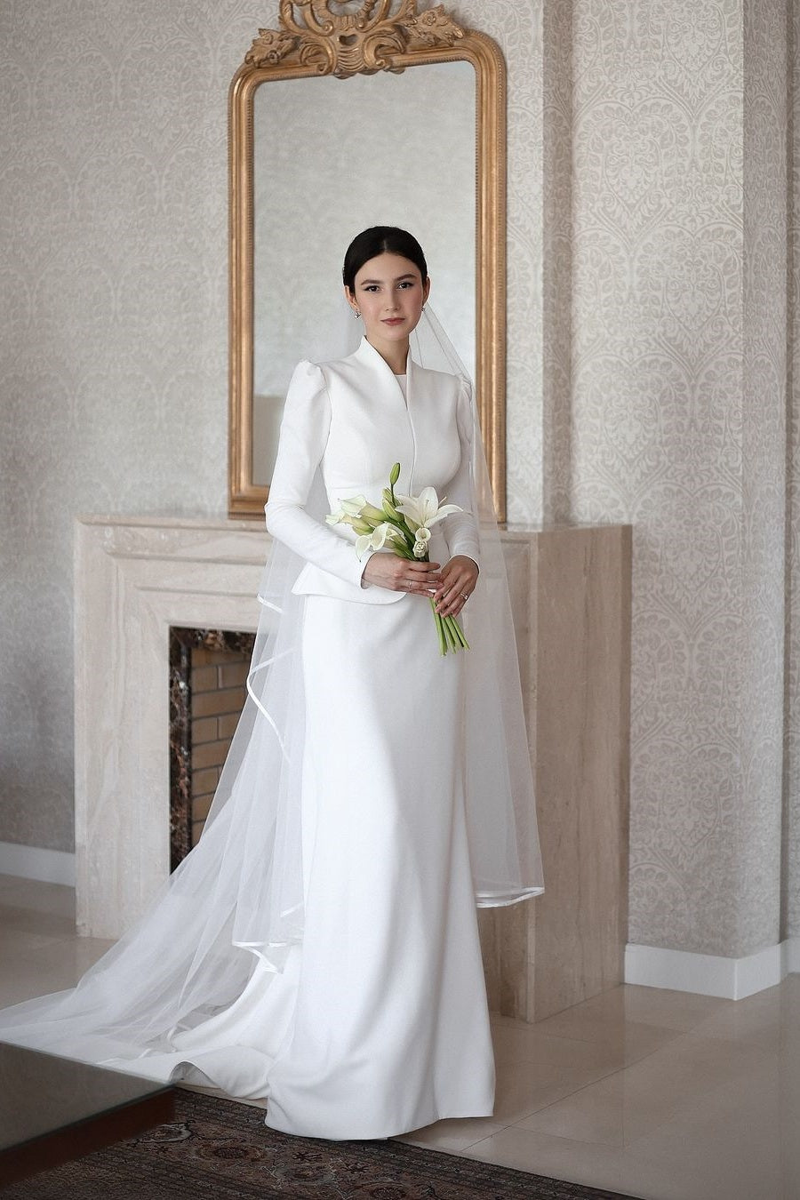 Ivory Satin Sheath Bridal Gown (1-Pc) - Image 14