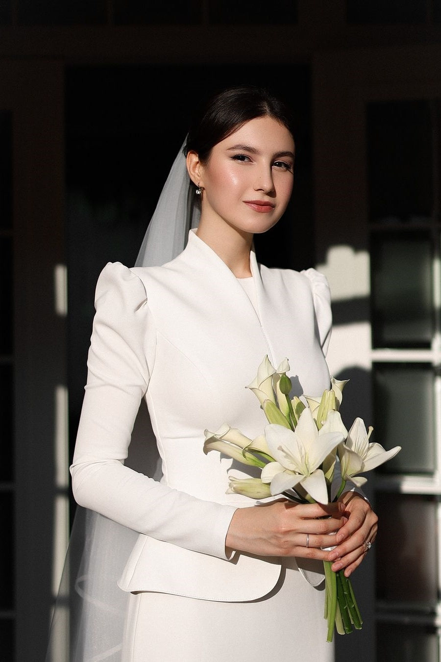 Ivory Satin Sheath Bridal Gown (1-Pc) - Image 4