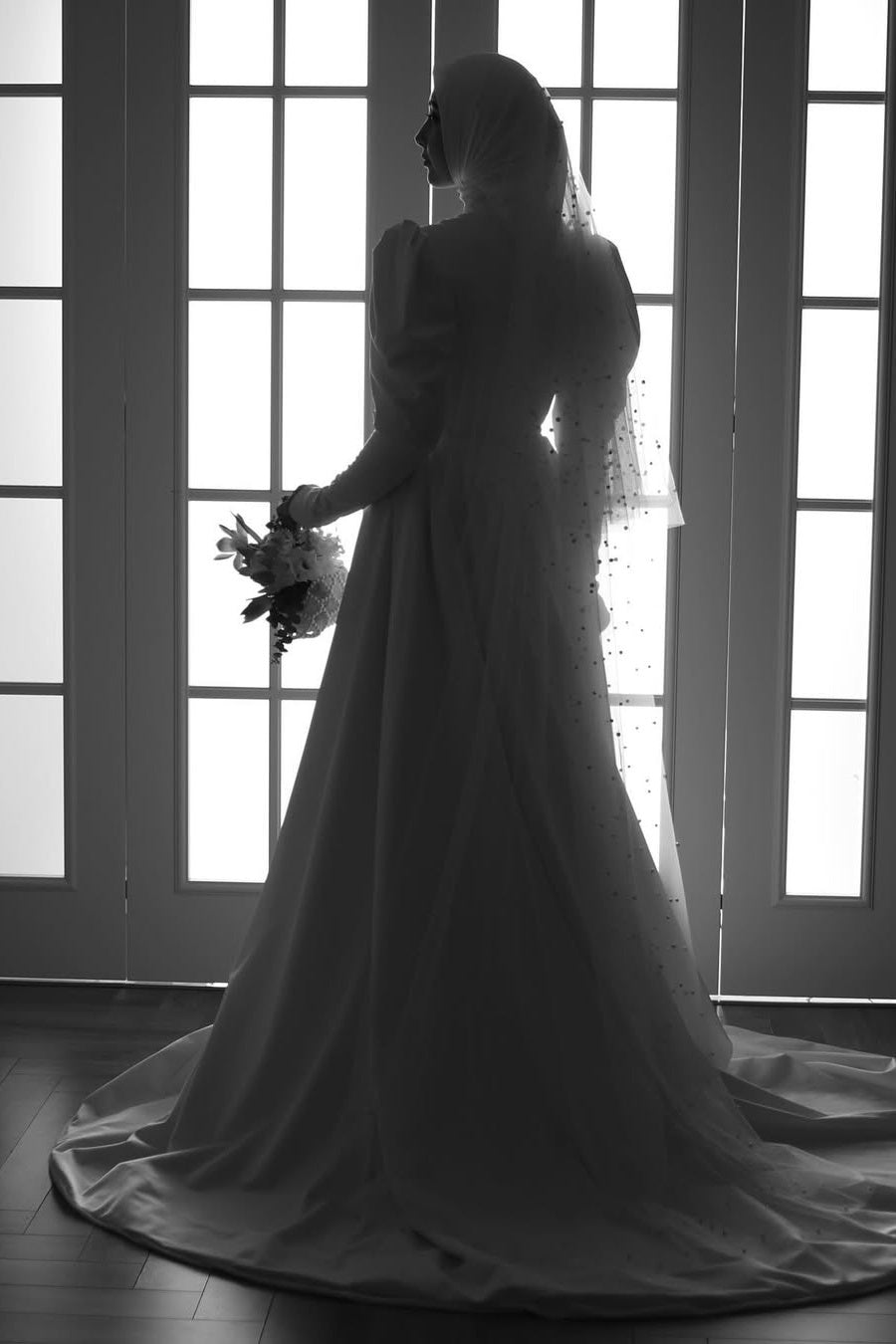 Ivory Pleated Satin A-Line Wedding Gown (1-Pc) - Image 6