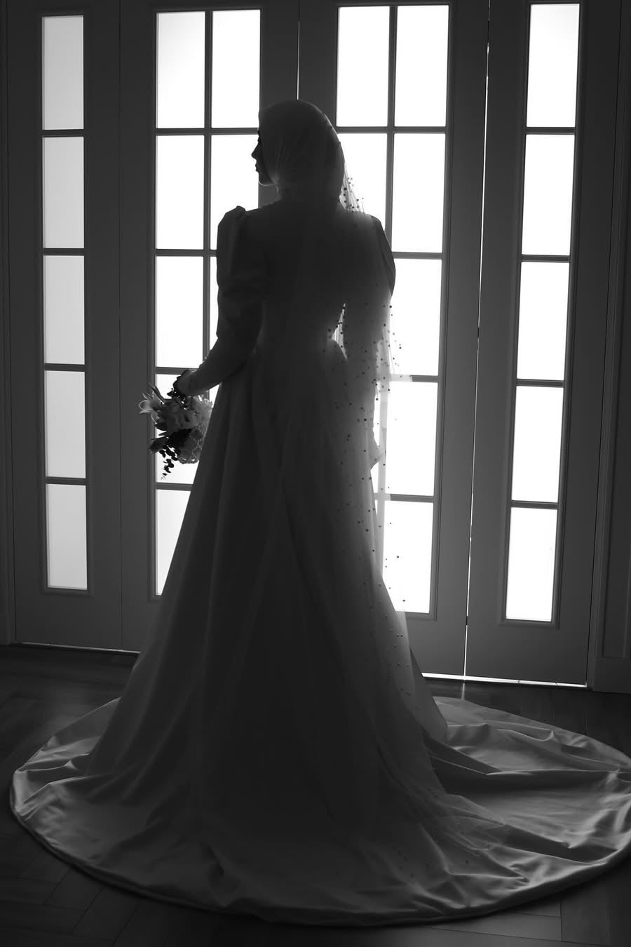 Ivory Pleated Satin A-Line Wedding Gown (1-Pc) - Image 7