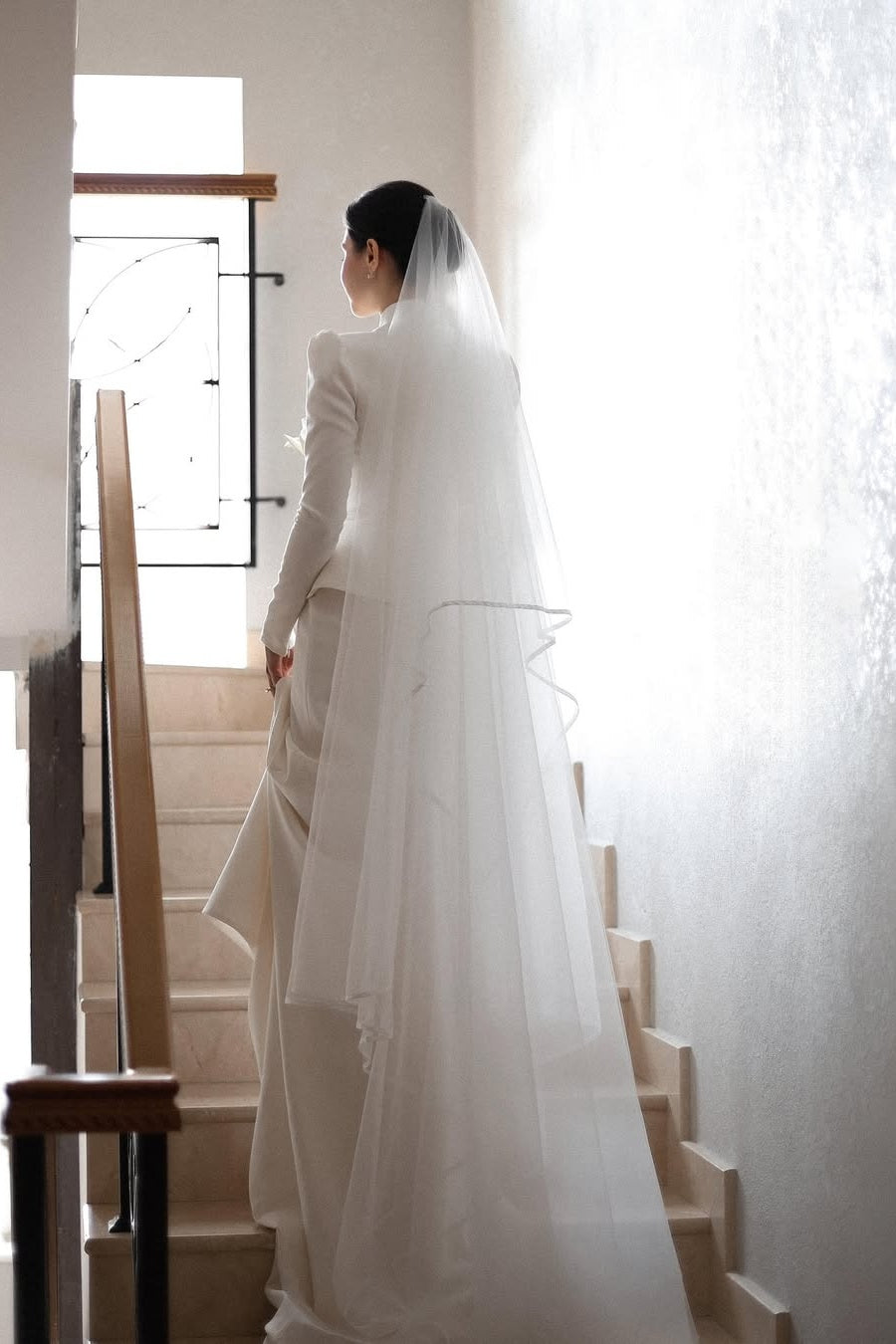 Ivory Satin A-Line Bridal Gown (2-Piece) - Image 3