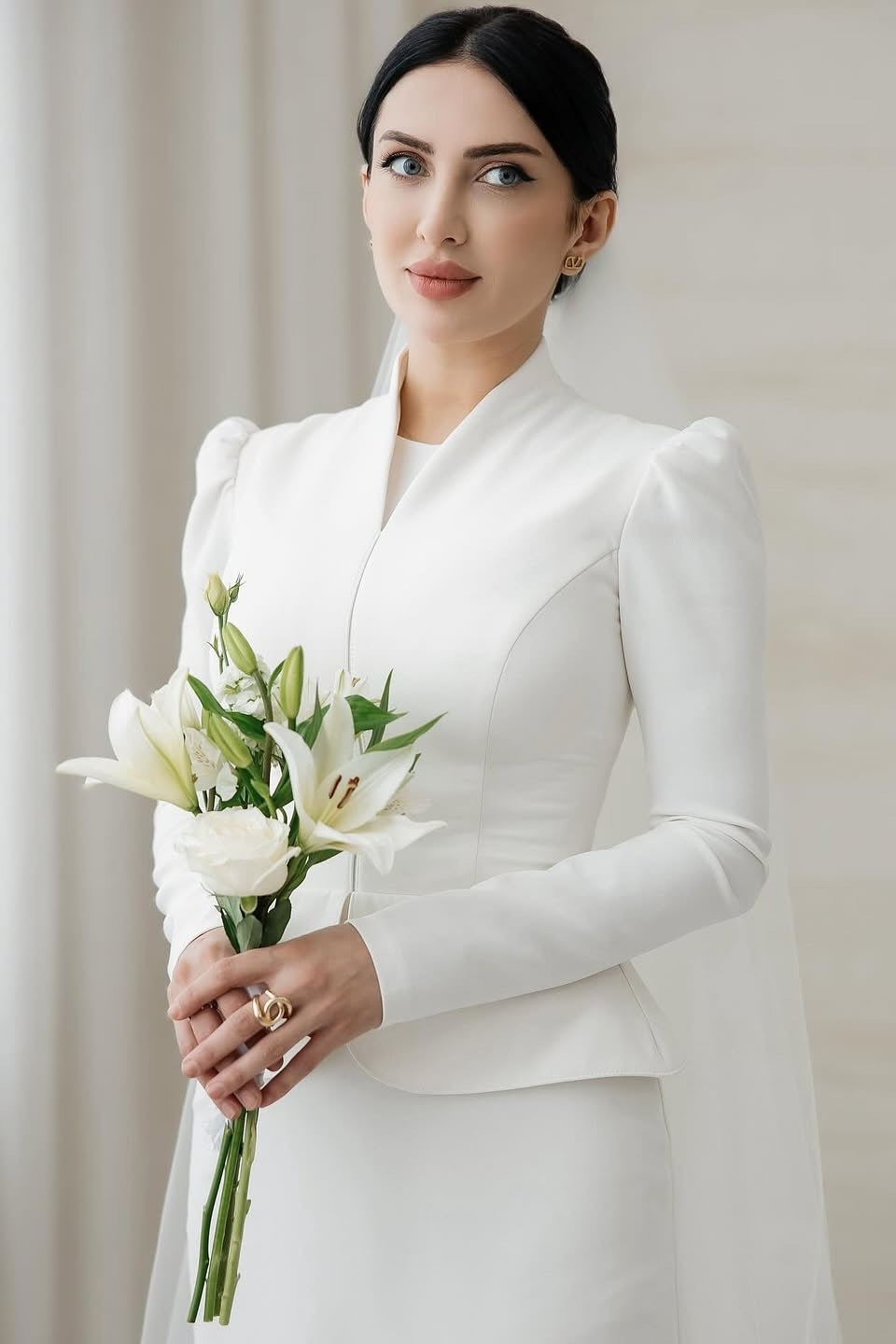 Ivory Satin A-Line Bridal Gown (2-Piece) - Image 4