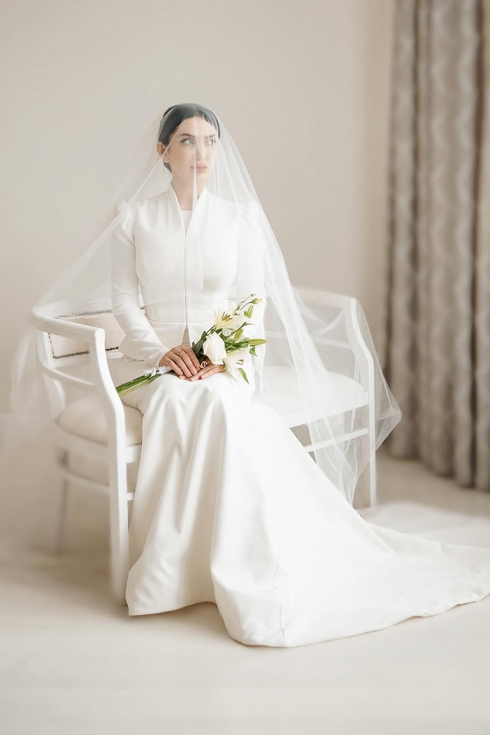 Ivory Satin A-Line Bridal Gown (2-Piece) - Image 5