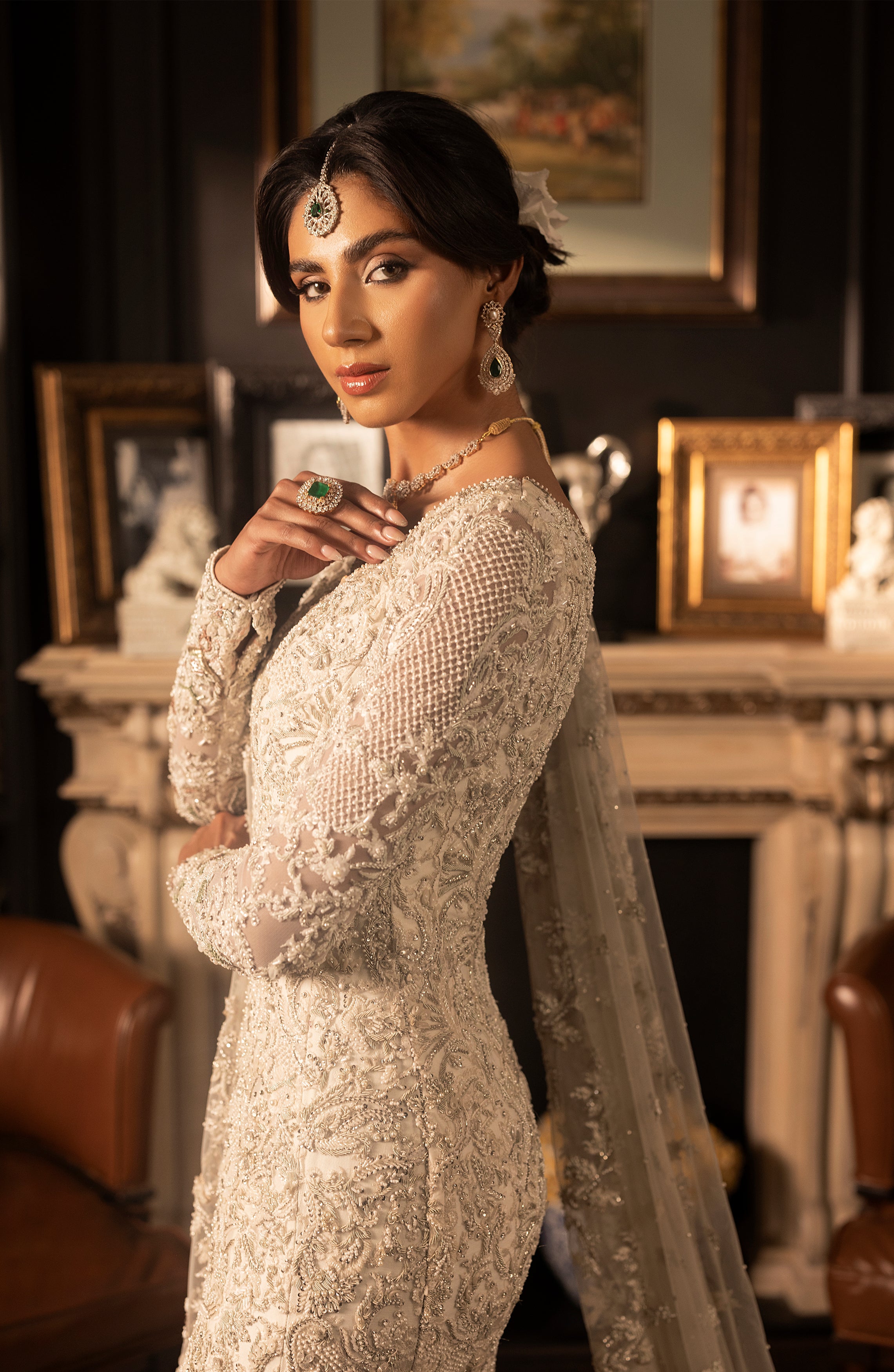 Ivory Embellished Silk Bridal Gown (2-Piece) - Image 6