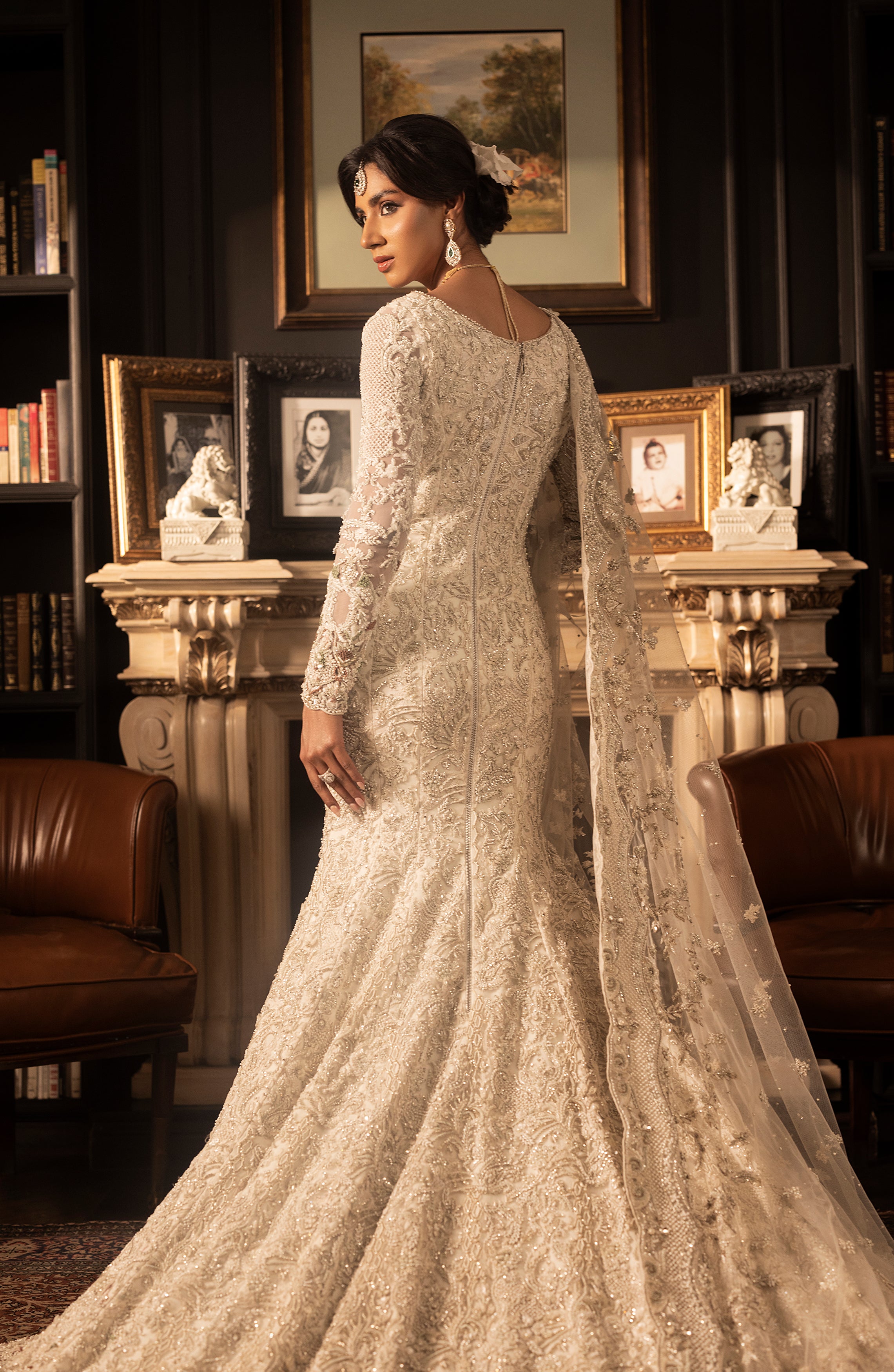 Ivory Embellished Silk Bridal Gown (2-Piece) - Image 8