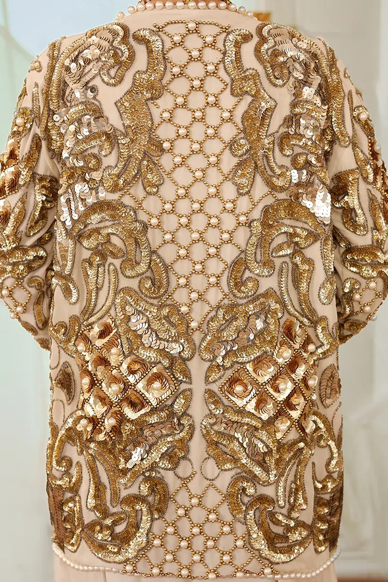 Off-White Embroidered Silk Gown with Jacket (2-Piece) - Image 10