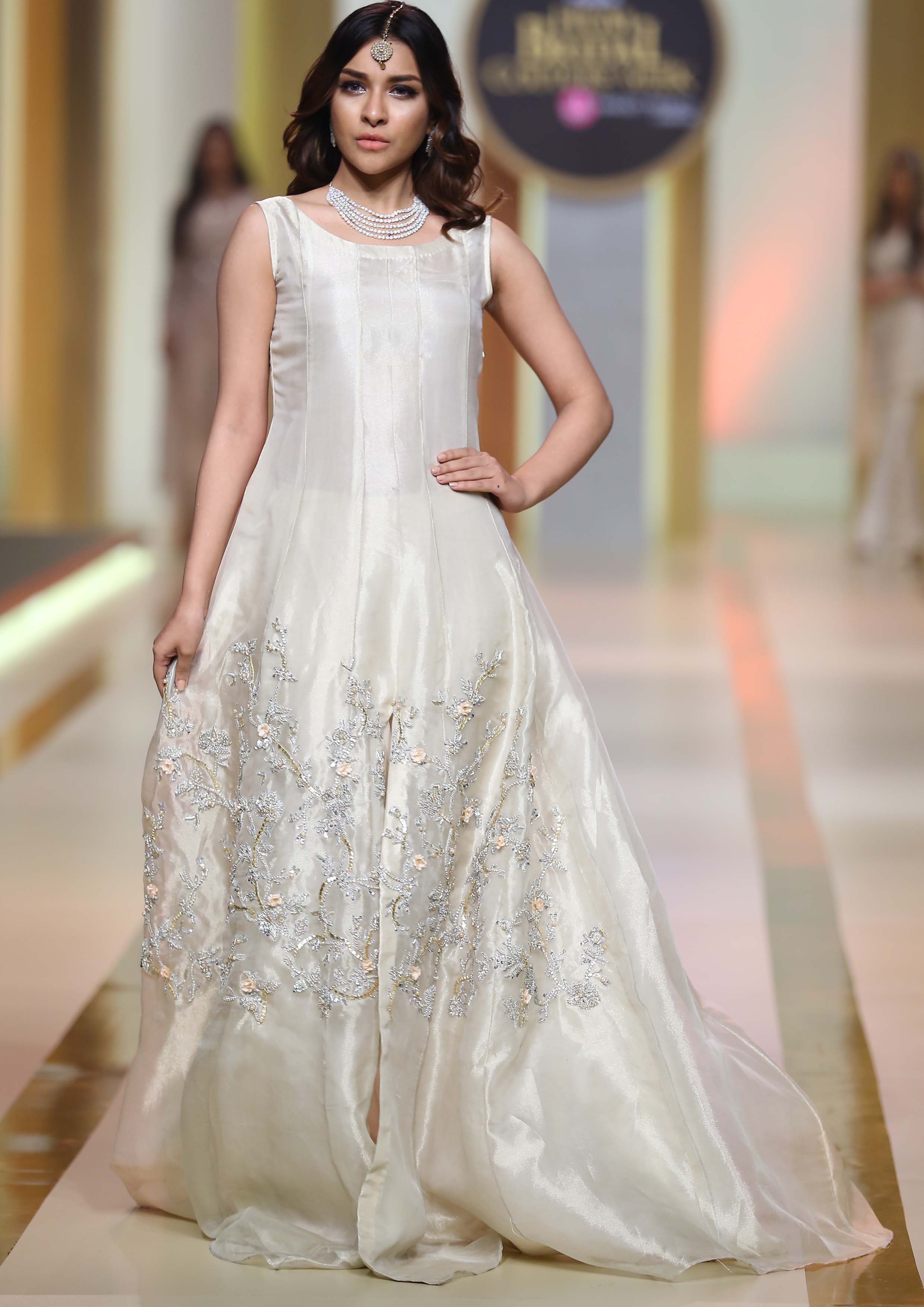 Ivory Embroidered Silk High-Low Gown (2-Piece) - Image 2