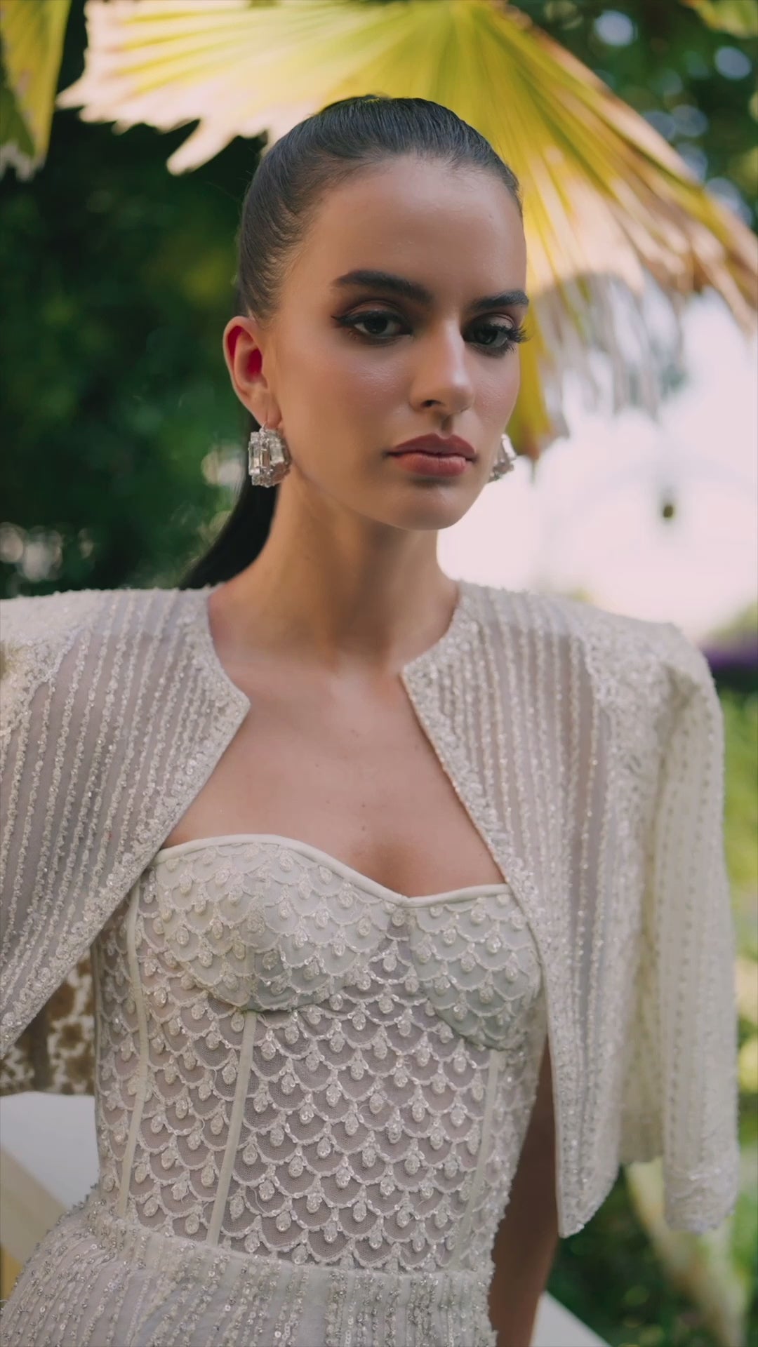 Ivory Embellished Tulle Corset Gown (2-Piece) - Image 13